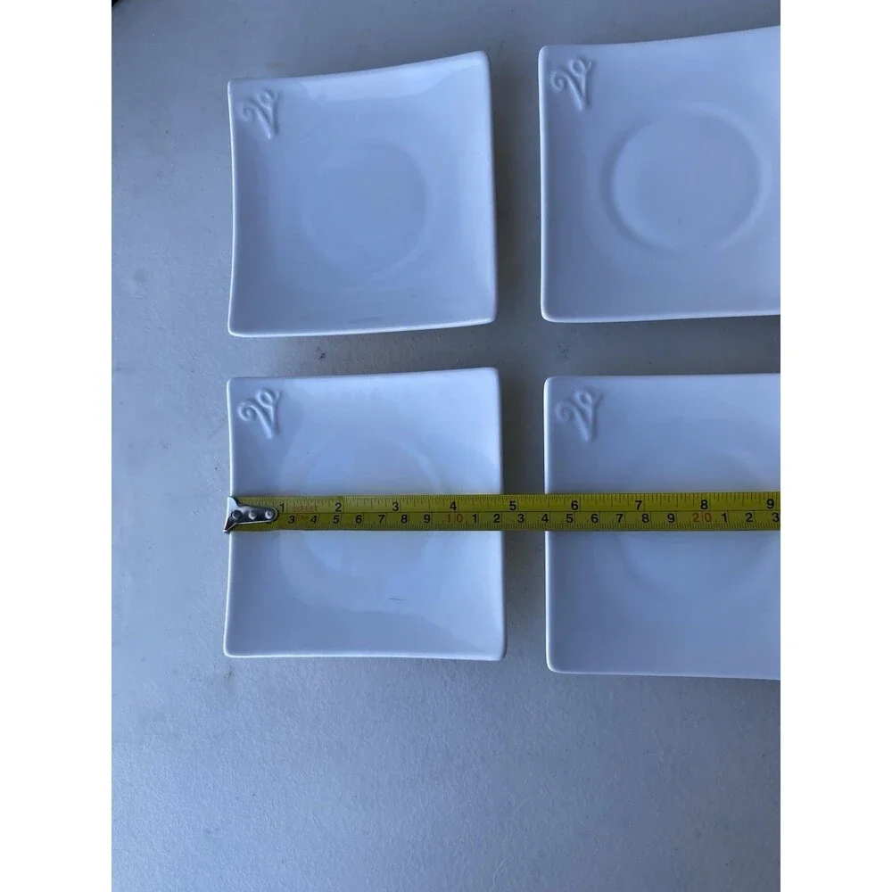Set of 4 Velata by Scentsy White Square Appetizer Fondue Plates Silicone Base
